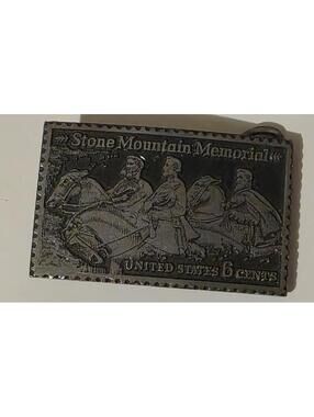 Vintage Stone Mountain Memorial Stamp United States 6 Cents Belt Buckle